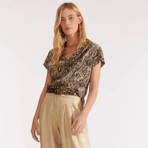 ✨NWT✨ VERONICA BEARD Merci Silk Blouse in Nude Python Print Size US 2 (XS)